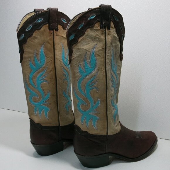 Macie Oil Tanned Three Tone Leather Women's Kicker Cowboy Western Boots Shoe 8 M - Picture 4 of 7